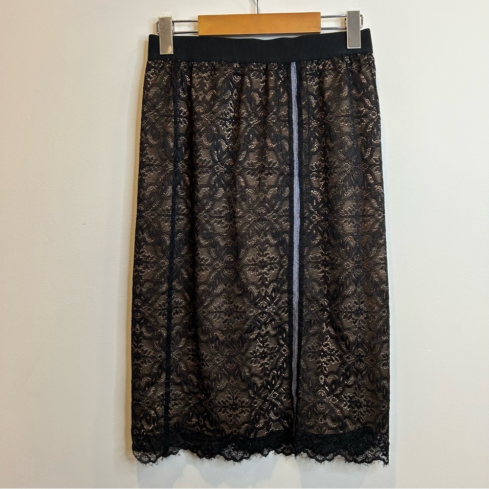 Aritzia Wilfred Free Lace Midi Skirt Black Nude